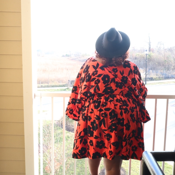 Zelie for She Red and Black Floral Mini Dress - Picture 2 of 5